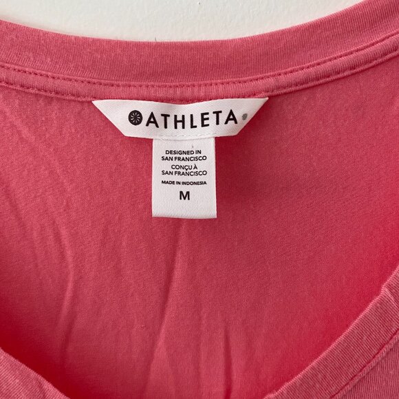 Athleta Essential V-Neck Tee Hot Pink Size Medium - Picture 2 of 3